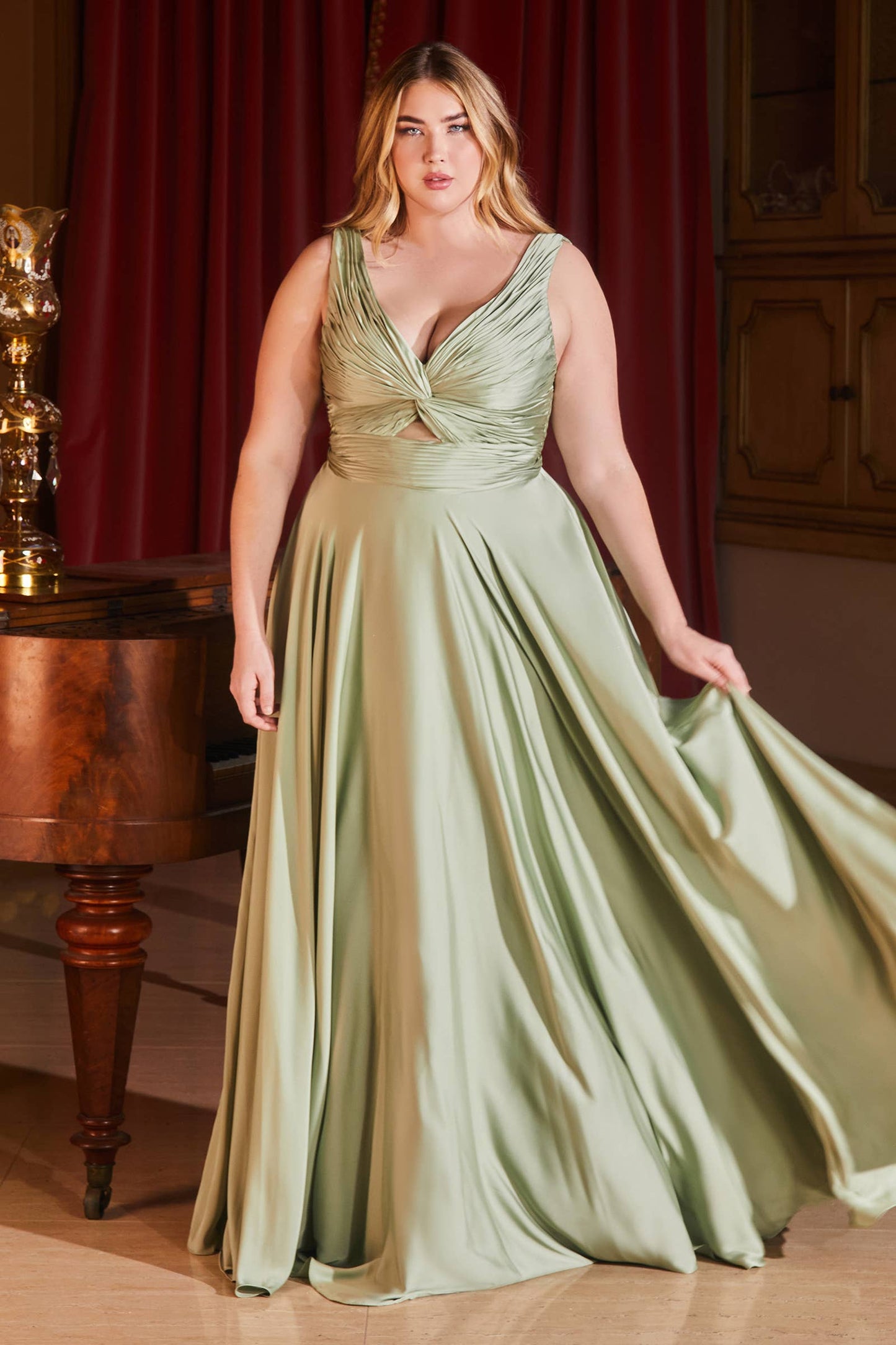 A-LINIENKLEID AUS SATIN MIT SCHLÜSSELLOCH