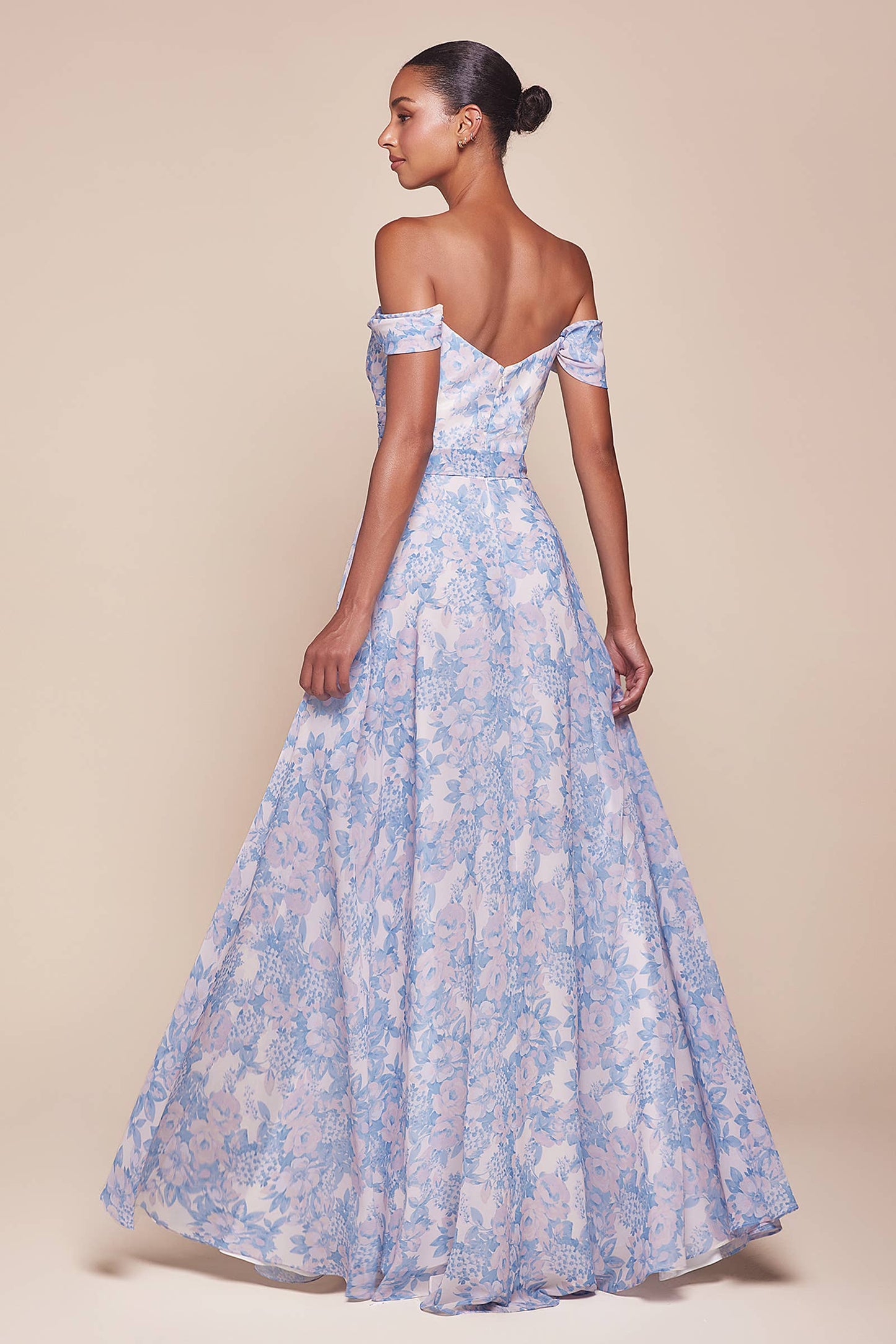 SCHULTERFREIES A-LINIENKLEID MIT BLUMENPRINT