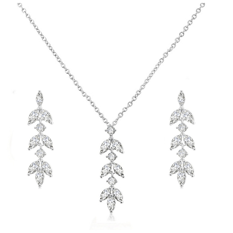 CUBIC ZIRCONIA COLLECTION — ZIERLICHES HALSKETTENSET IN TROPFENFORM