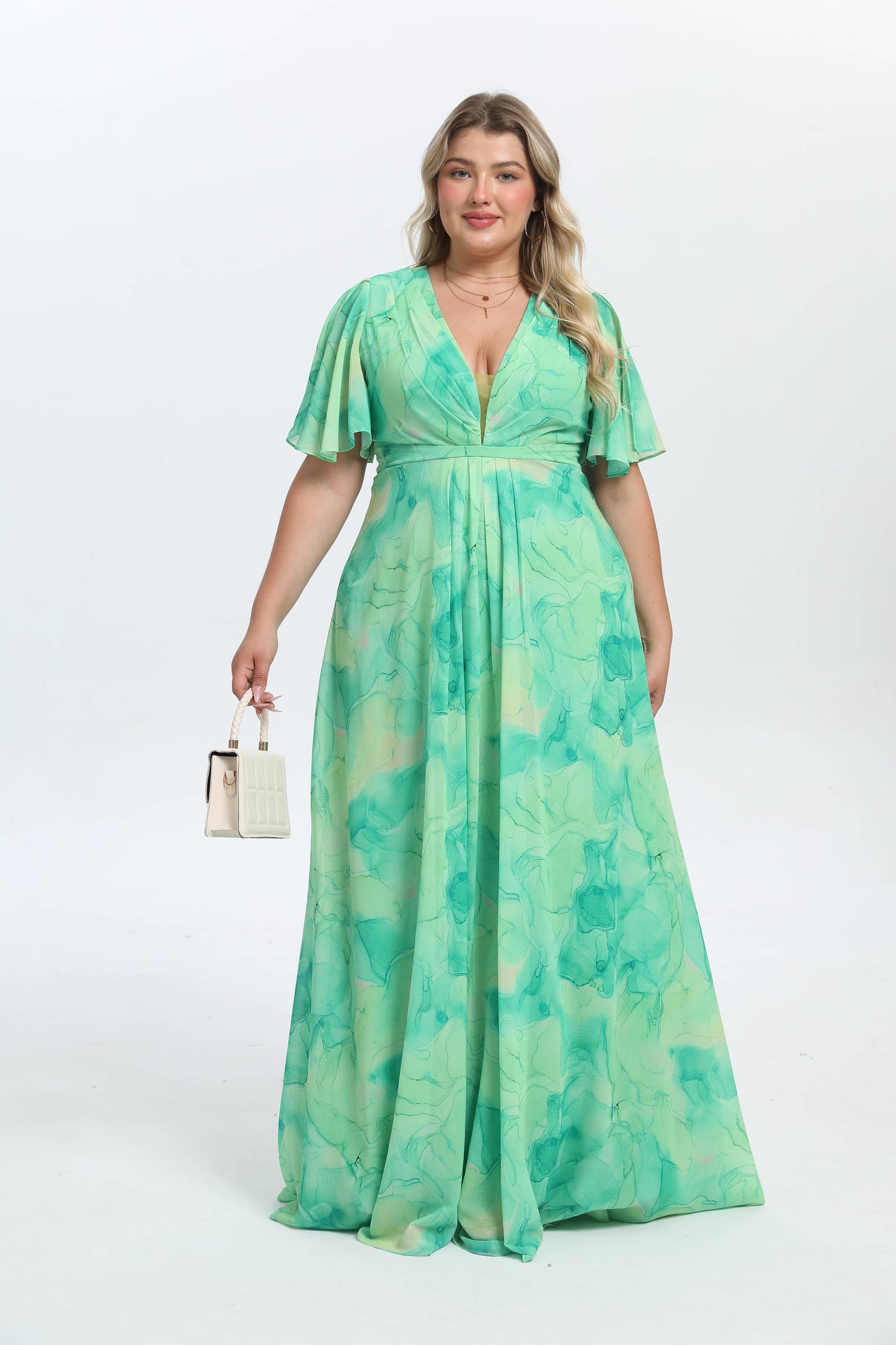 Elegantes und trendiges geblümtes Kleid in großen Größen - 25108