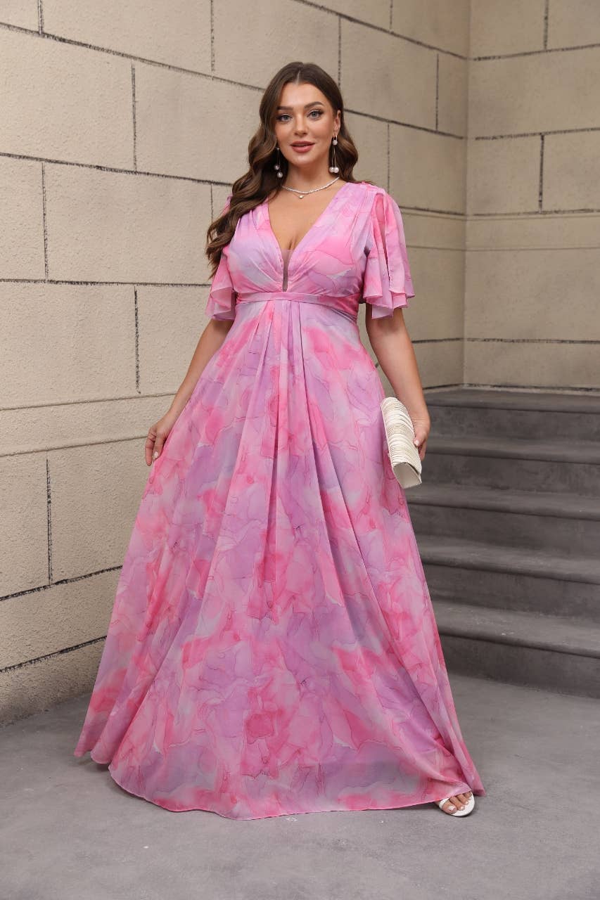 Elegantes und trendiges geblümtes Kleid in großen Größen - 25108