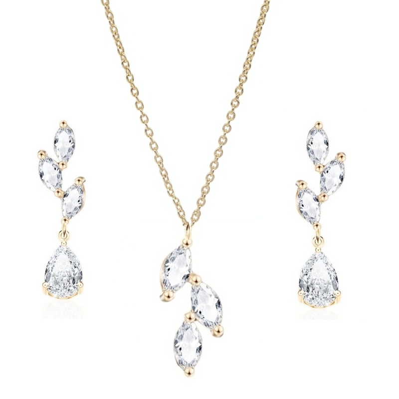 CZ KOLLEKTION — ZIERLICHES, ELEGANTES HALSKETTENSET — CZNK204 GOLD