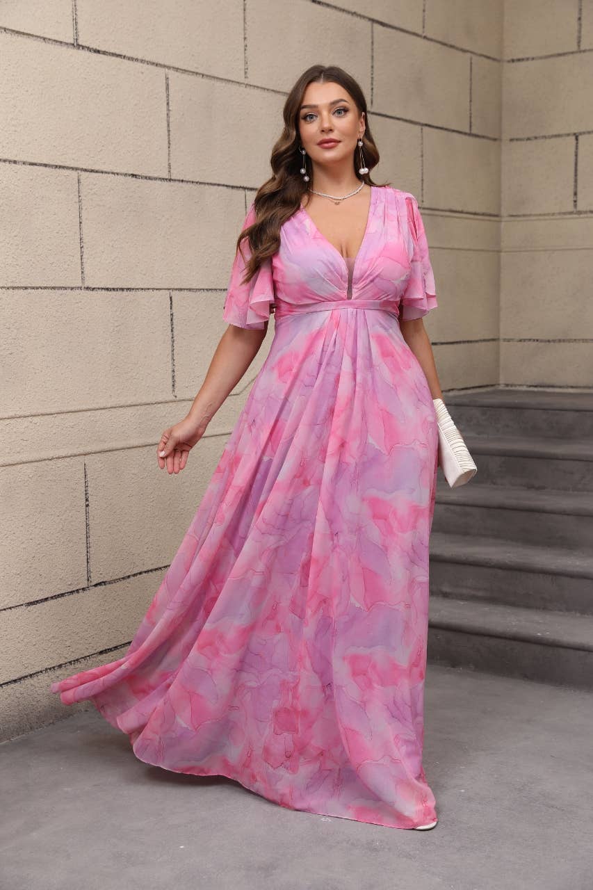Elegantes und trendiges geblümtes Kleid in großen Größen - 25108