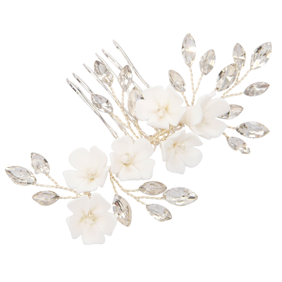 Haarschmuck mit Porzellan-Blüten