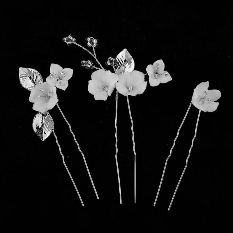 Haarnadeln mit Tonblüten