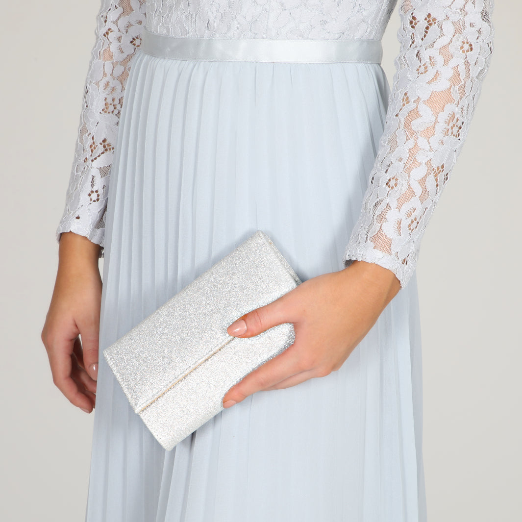 Lola Dyeable Satin Clutch Bag - Silber