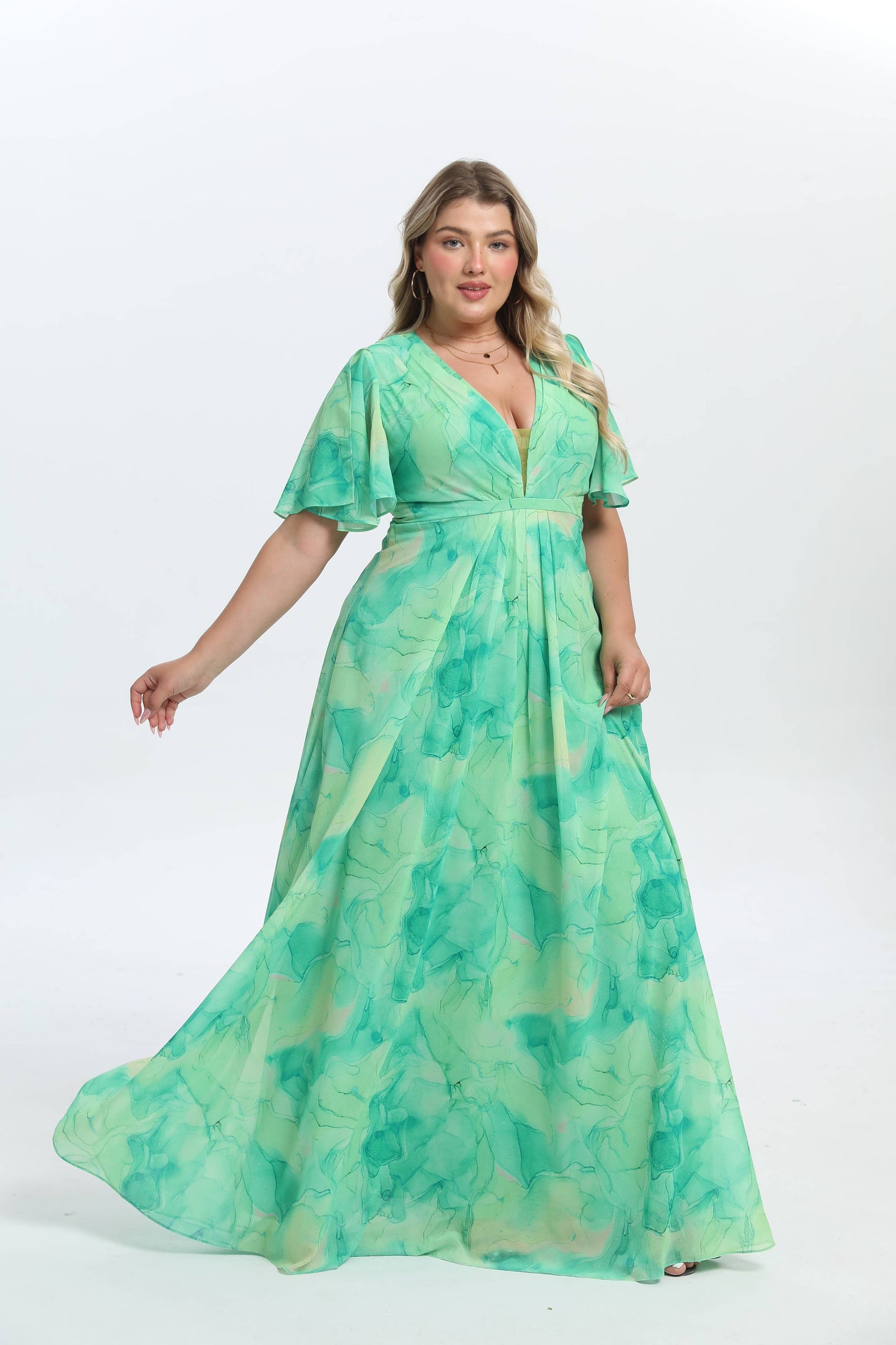 Elegantes und trendiges geblümtes Kleid in großen Größen - 25108