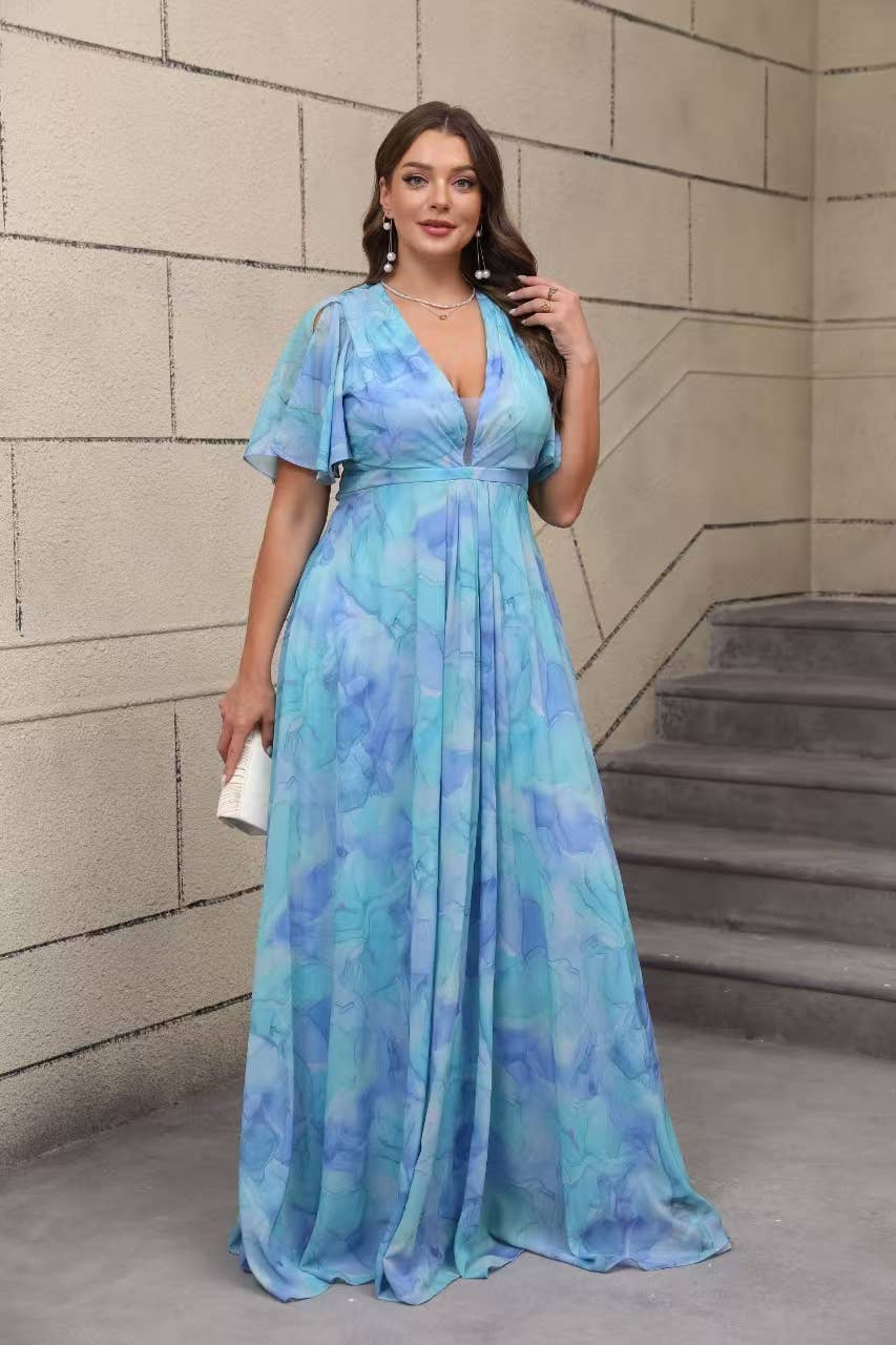 Elegantes und trendiges geblümtes Kleid in großen Größen - 25108