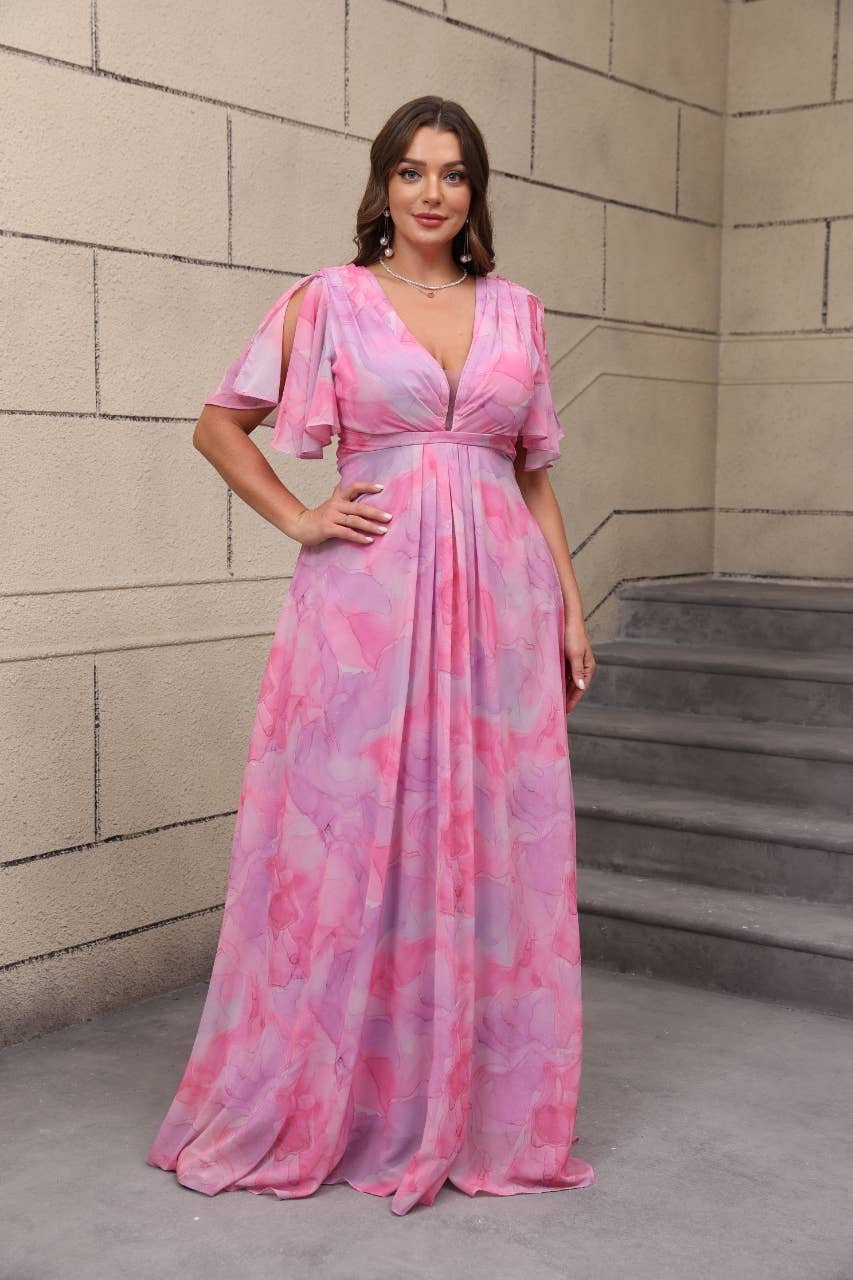 Elegantes und trendiges geblümtes Kleid in großen Größen - 25108