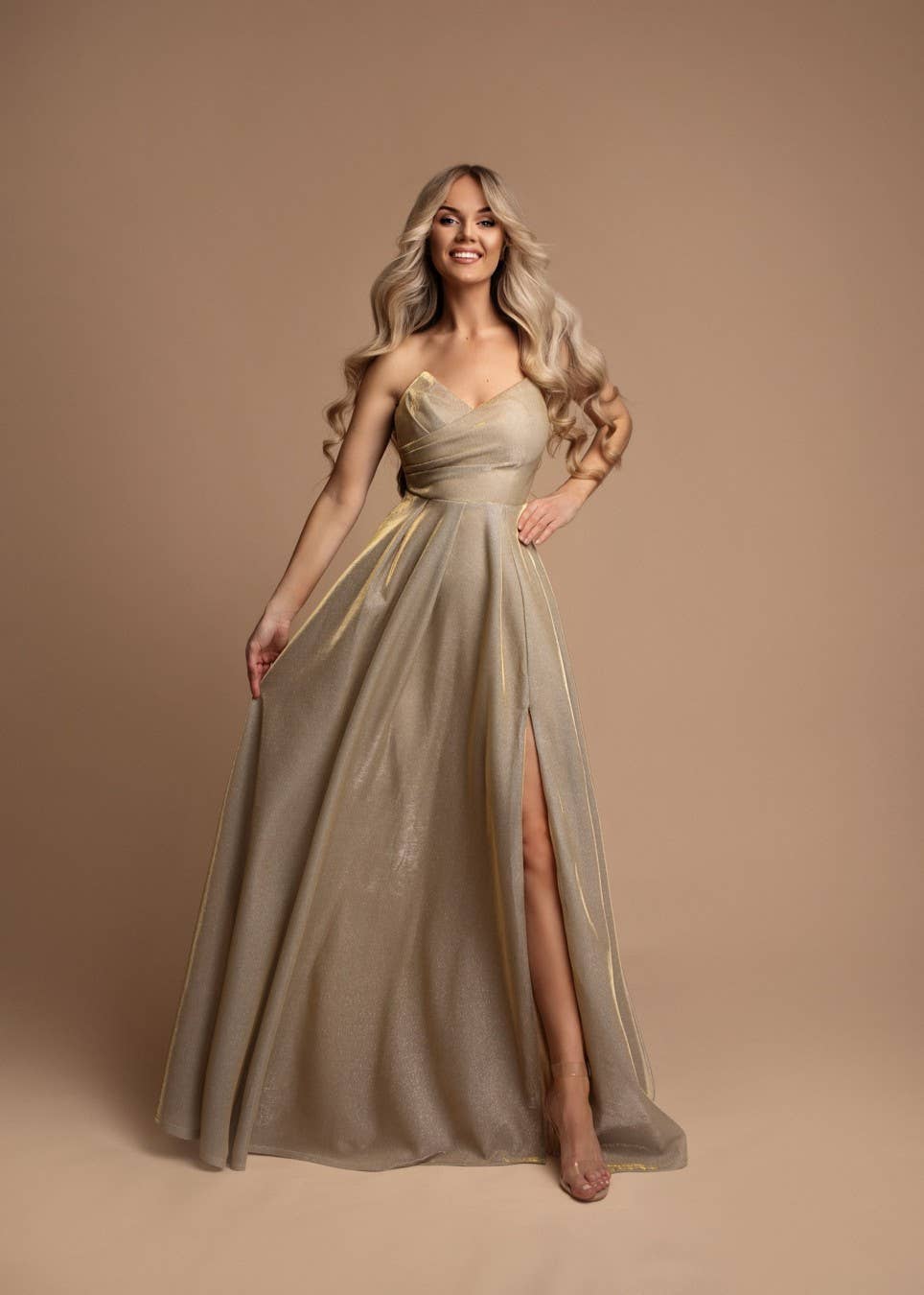 HM2443 - Elegantes trägerloses langes Kleid