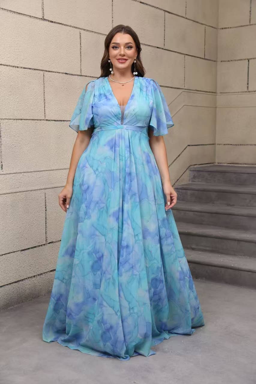 Elegantes und trendiges geblümtes Kleid in großen Größen - 25108