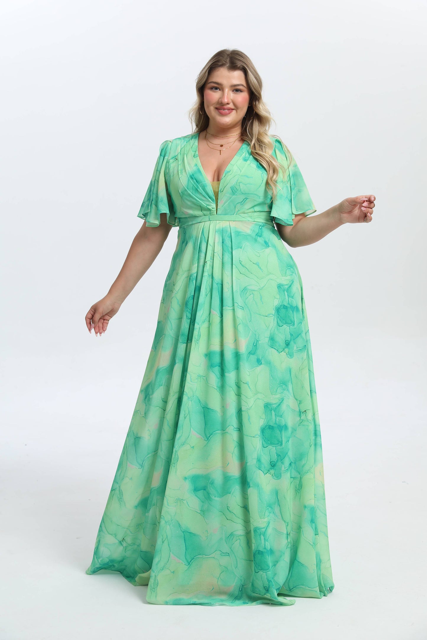 Elegantes und trendiges geblümtes Kleid in großen Größen - 25108