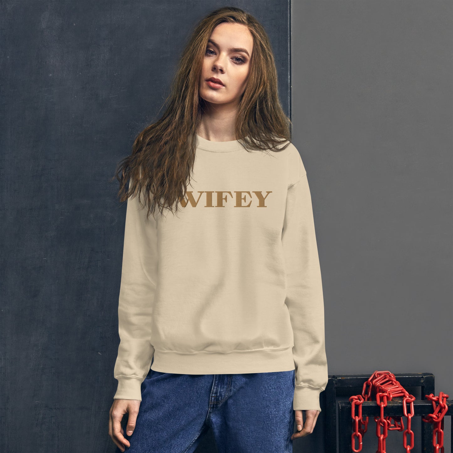 Gestickter Unisex-Pullover - Wifey