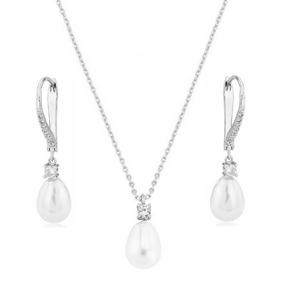 CZ-KOLLEKTION - EXQUISITES SÜSSWASSERPERLEN-SET -CZNK219 SILBER