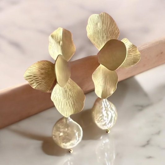ATHENA KOLLEKTION - BLUMEN-PERLEN-OHRRINGE - CZER875 GOLD