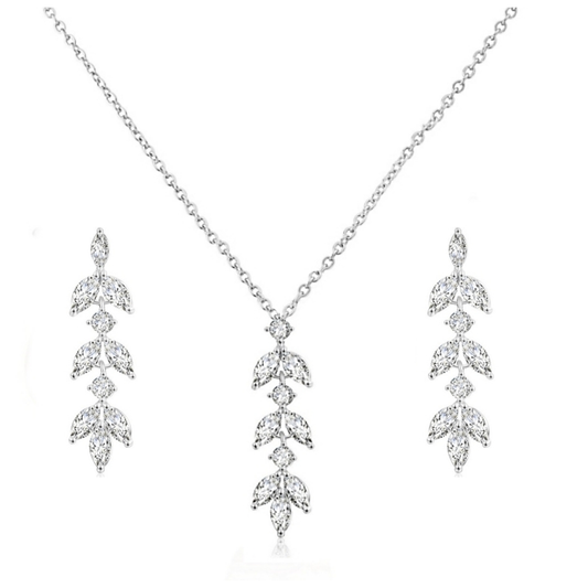 CUBIC ZIRCONIA COLLECTION — ZIERLICHES HALSKETTENSET IN TROPFENFORM