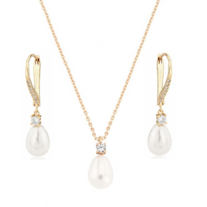 CZ-KOLLEKTION - EXQUISITES SÜSSWASSERPERLEN-SET -CZNK219 SILBER