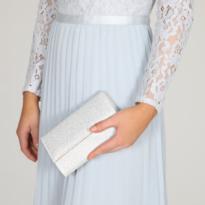 Lola Dyeable Satin Clutch Bag - Silber