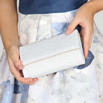 Lola Dyeable Satin Clutch Bag - Silber