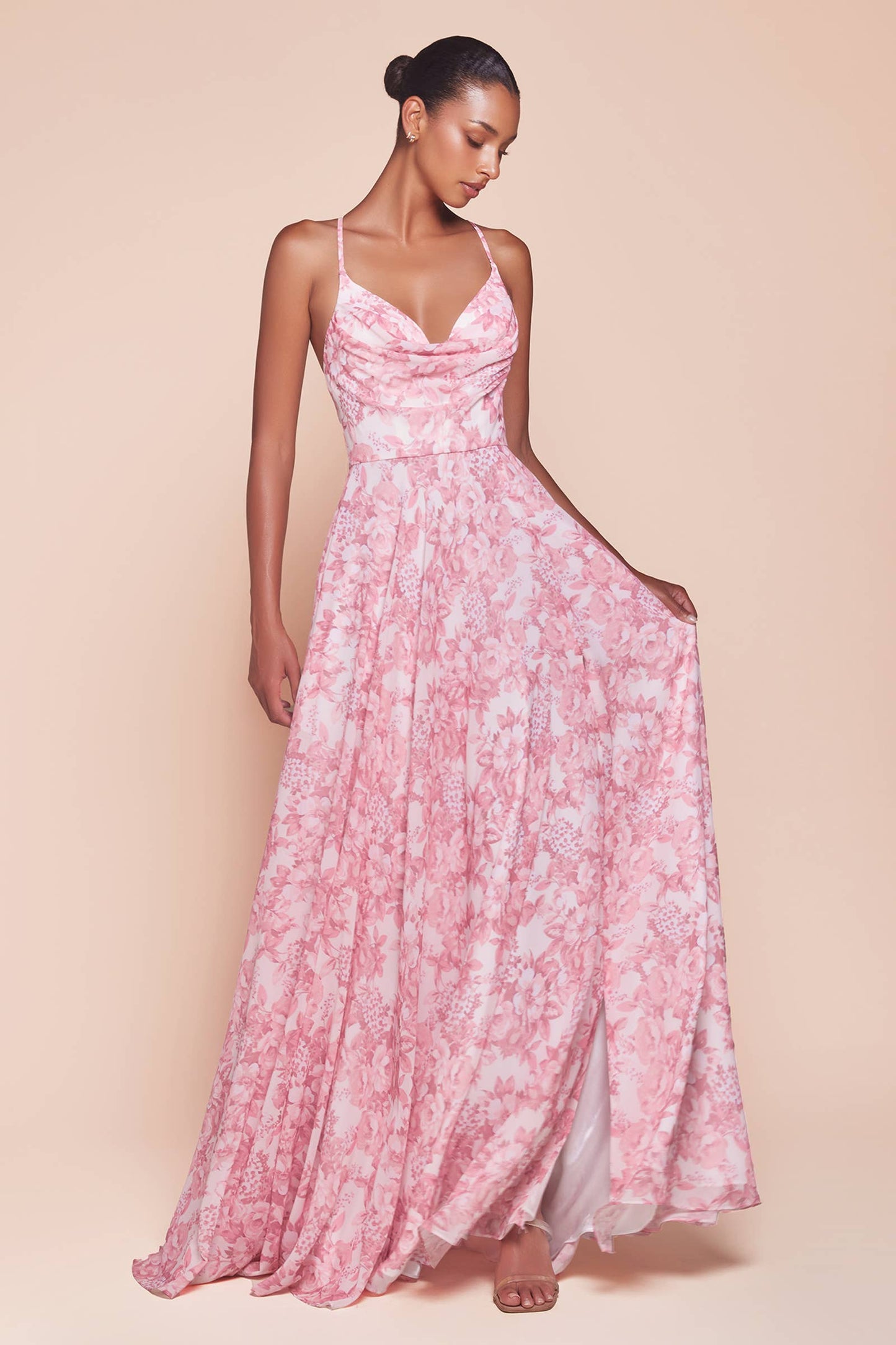 A-LINIENKLEID MIT WEICHEM SATINPRINT
