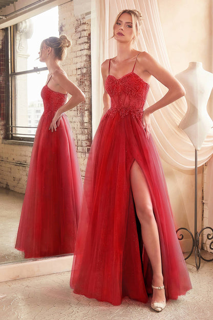 A-LINIENKLEID AUS SPITZE UND MEHRLAGIGEM TÜLL