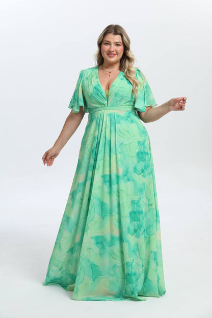 Elegantes und trendiges geblümtes Kleid in großen Größen - 25108