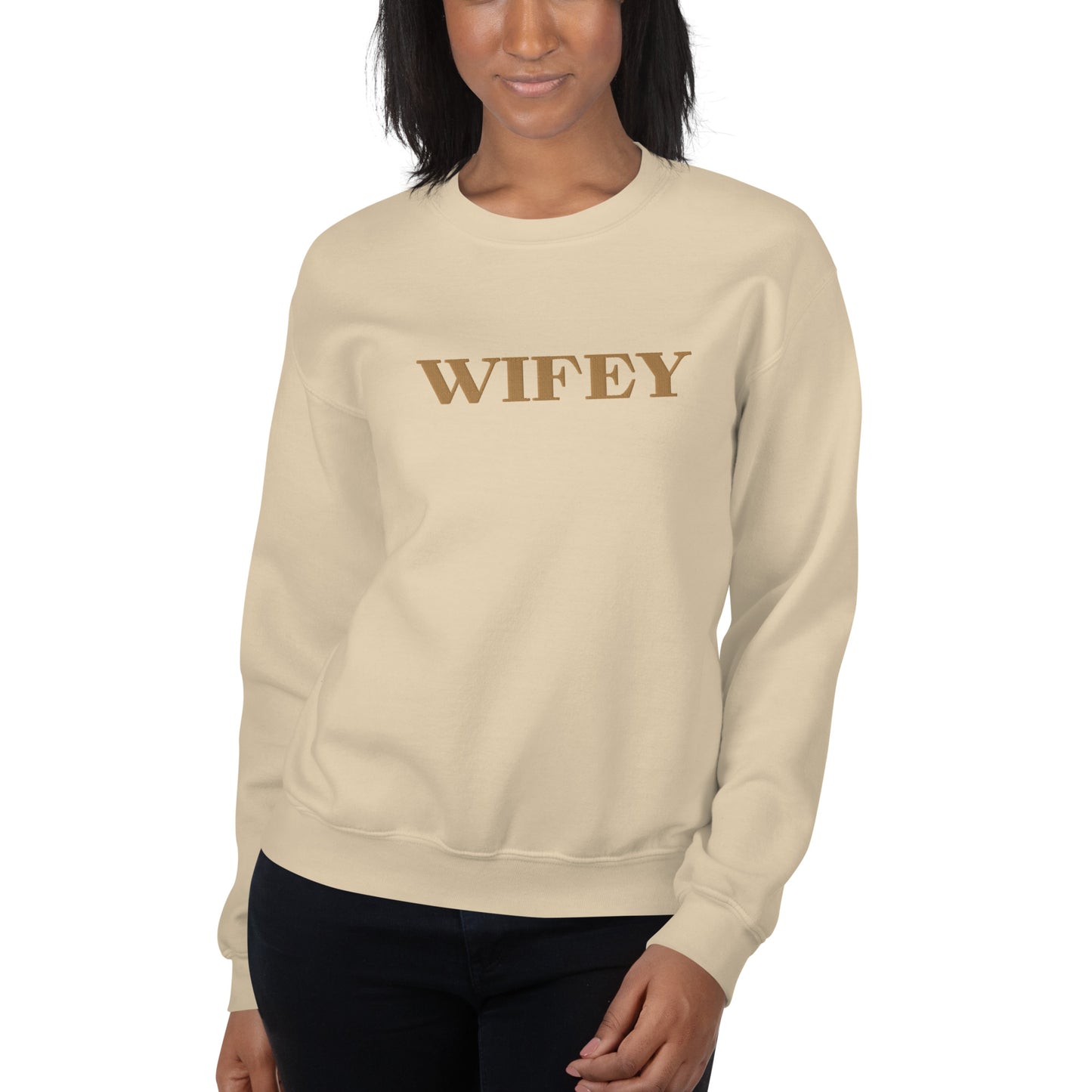 Gestickter Unisex-Pullover - Wifey