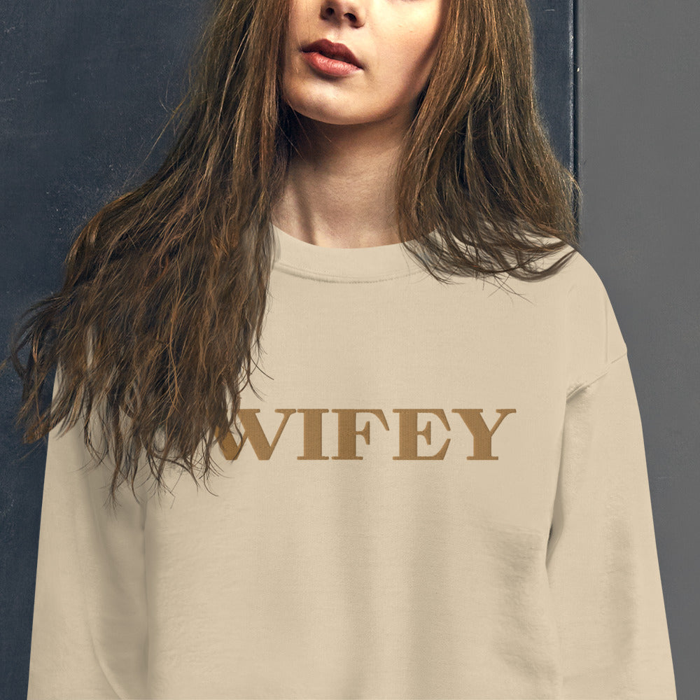 Gestickter Unisex-Pullover - Wifey